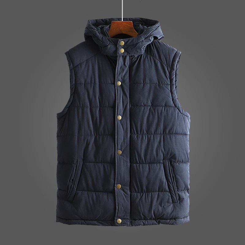 SOUL OF TIGER Korean Designer Fashion Men Fur Padded Vests Male Vintage Zipper Hooded Waistcoats Winter Warm Oversized Coat