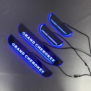 

Acrylic door sill plate strip with led decorative welcome light moving door scuff for jeep grand cherokee