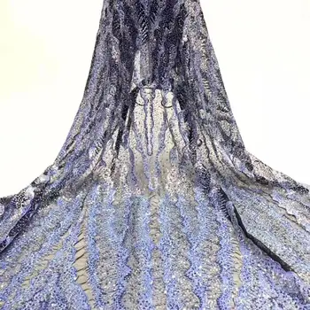 

nice looking embroidered net lace fabric with shining sequins african lace nigeria tulle net fabric for fashion dress