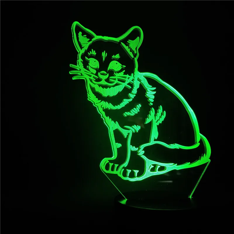 Креативный светодиодный ночник в виде животного милый кот 3D светильник меняющий