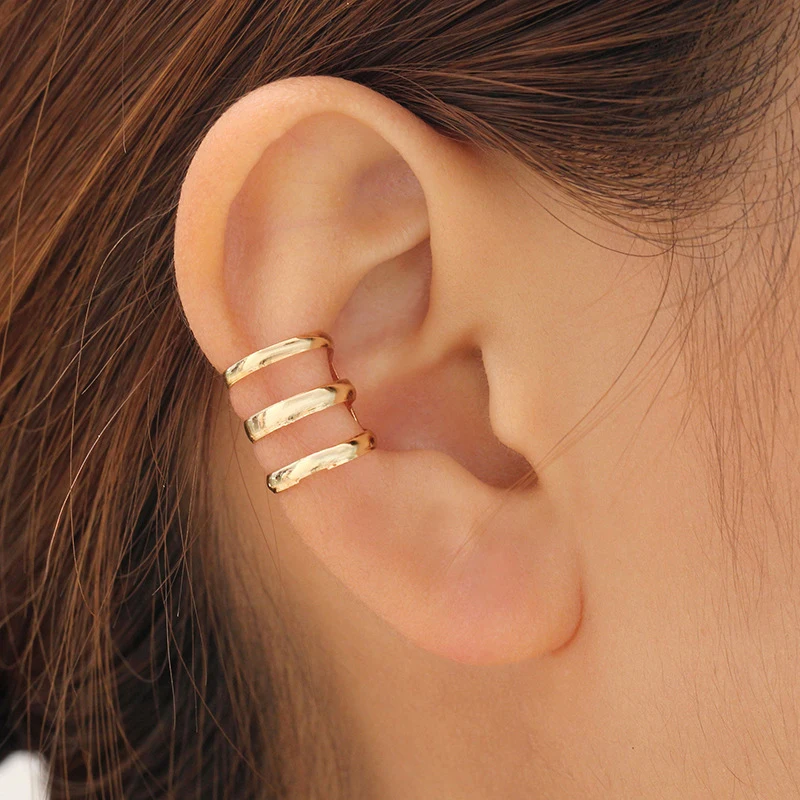 Gold Color Ear Cuff ear clip earrings clip earrings ear clip ear accessories without Piercing Ear Clips For Women Simple Metal Clips On Punk Personality Clip Earrings Party Gift