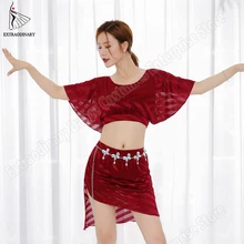 Топ для танца живота юбка 2 шт. тренировочная одежда женский костюм для танца живота юбка комплект сценическое представление 3 цвета