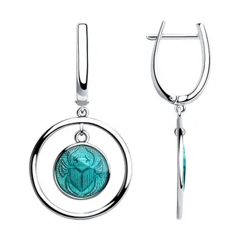 

SOKOLOV drop earrings with stones in silver with enamel, fashion jewelry, 925, women's male, long earrings