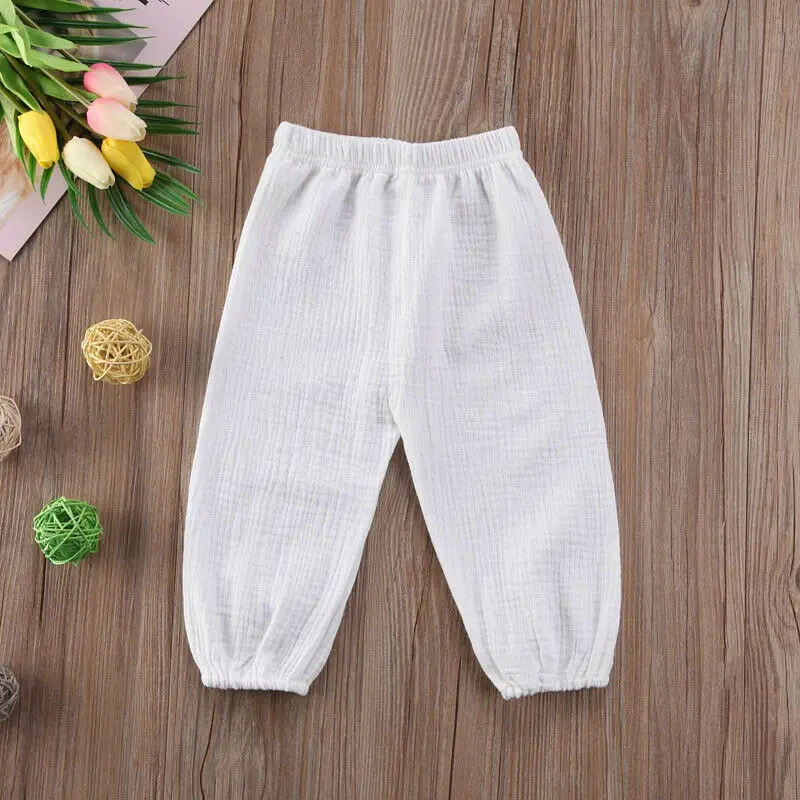 Baby Pants Wrinkled Cotton Vintage Bloomers Trousers Legging Solid Pants 6M-4T Toddler Infant Child Girls Boy Pants