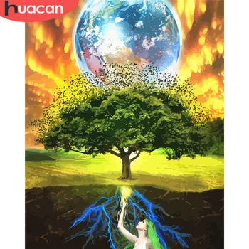 

HUACAN Oil Painting By Number Tree DIY Pictures By Numbers Scenery Kits Drawing On Canvas Hand Painted Paintings Gift Home Decor