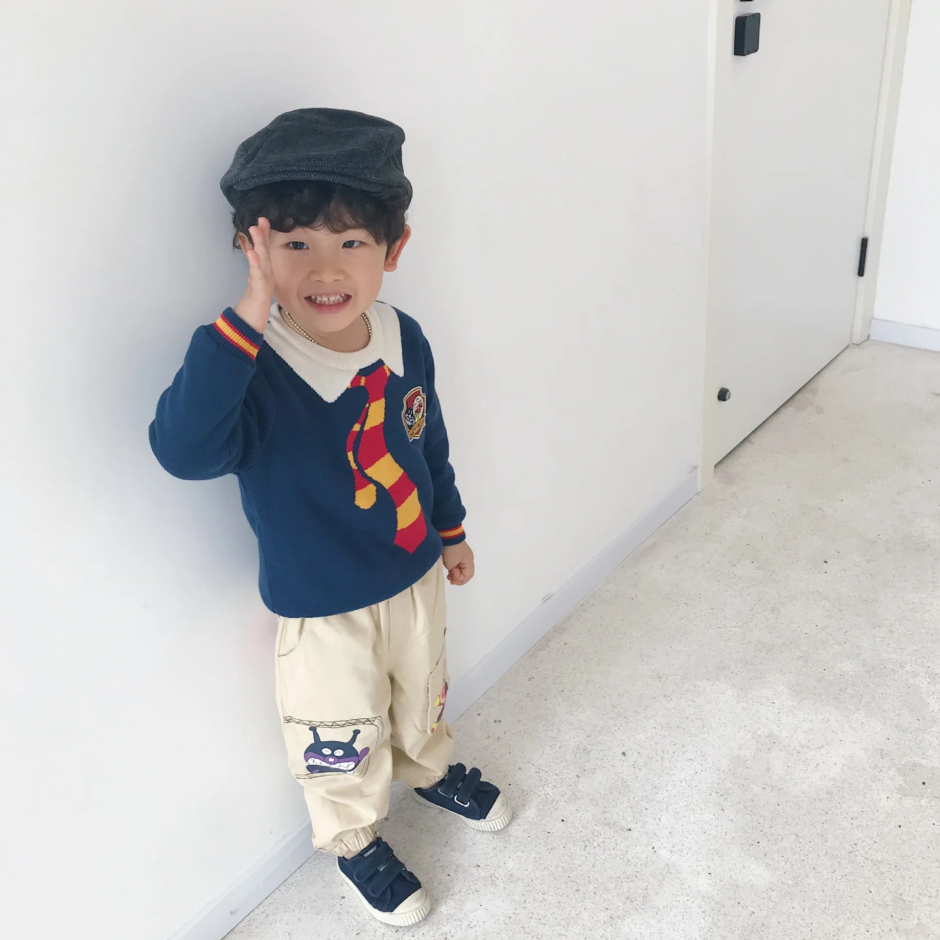 Tonytaobaby/новая осенне-зимняя одежда для мальчиков и девочек, детская одежда милые бархатные штаны для отдыха с карманами абрикосового цвета