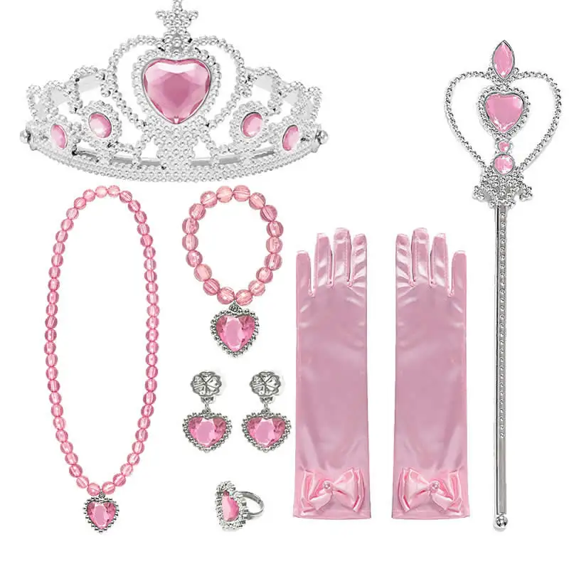 Meninas Neve Branca Princesa Coroa Varinha Mágica Neaklace Luvas Acessórios Cinderela Brinco Pulseira Dormir Beleza Aurora Conjuntos 23 Luvas e mitenes