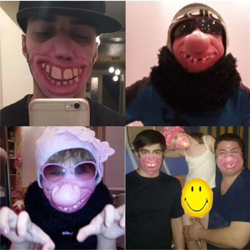Masquerade mask full face mask half face mask game cosplay props adult clown latex half-face mask elastic band cosplay props humorous Halloween party masks