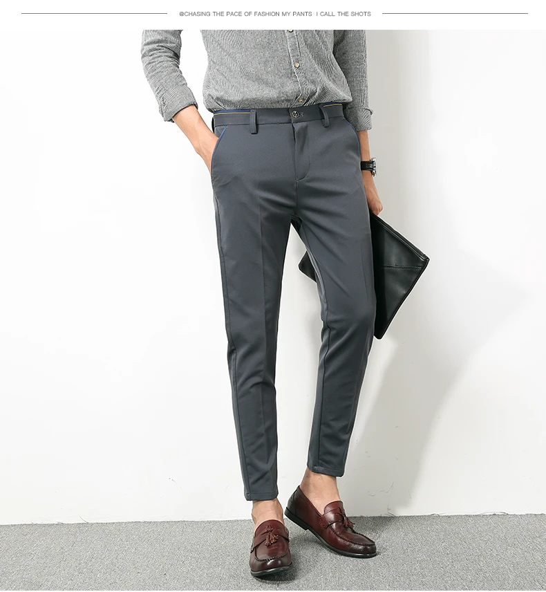 Стильное мужское платье Формальные укороченные брюки Slim Fit костюм Деловые брюки карандаш брюки D90