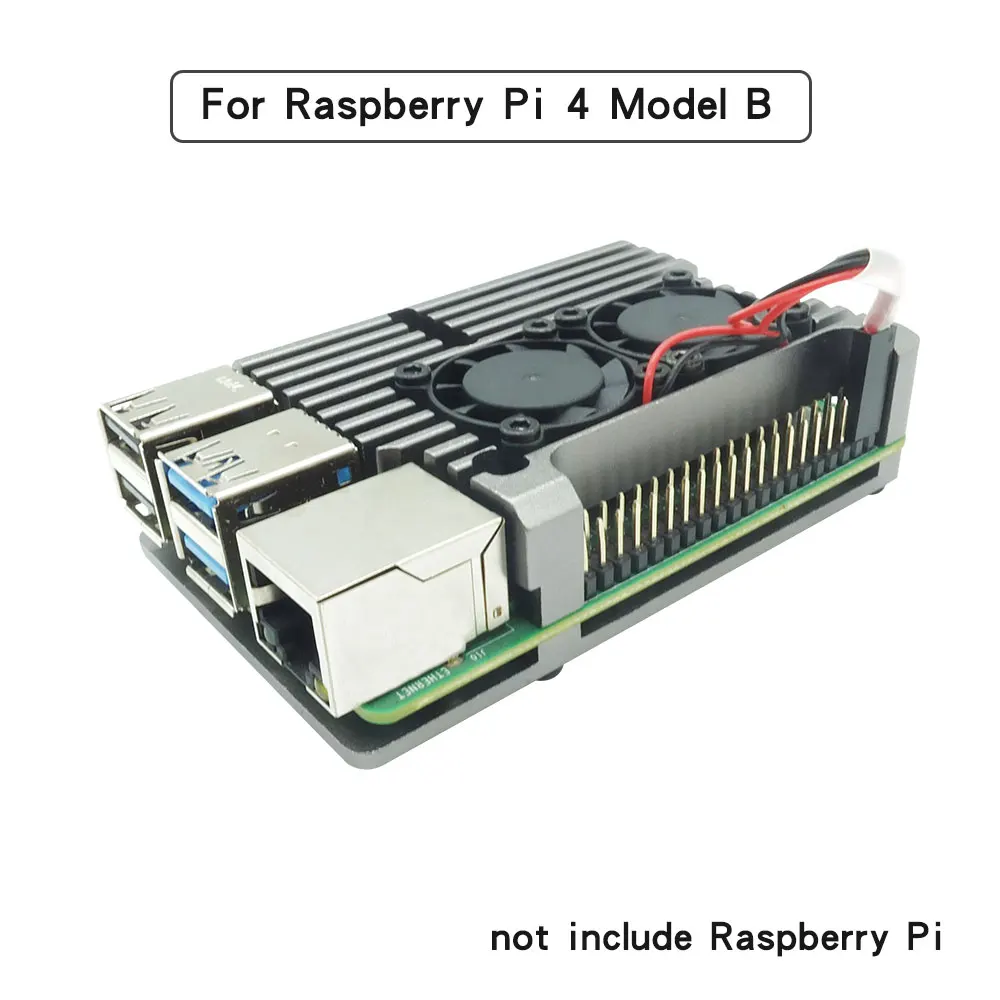 Raspberry Pi CNC Aluminum Alloy Dual-Fan Case with Heat Sinks - 5 Color Armor Shell