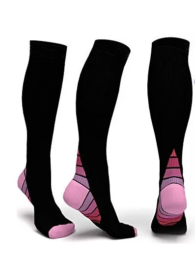 Мужские спортивные носки, компрессионные носки, дышащие носки для путешествий, подходят для медсестер, голени, носки для путешествий, 1 пара - Color: Pink