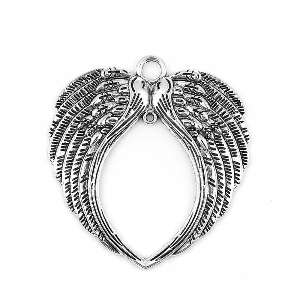

DoreenBeads Fashion Zinc Based Alloy Pendants Wing Antique Bronze Heart Jewelry DIY Charms 72mm(2 7/8") x 68mm(2 5/8"), 2 PCs