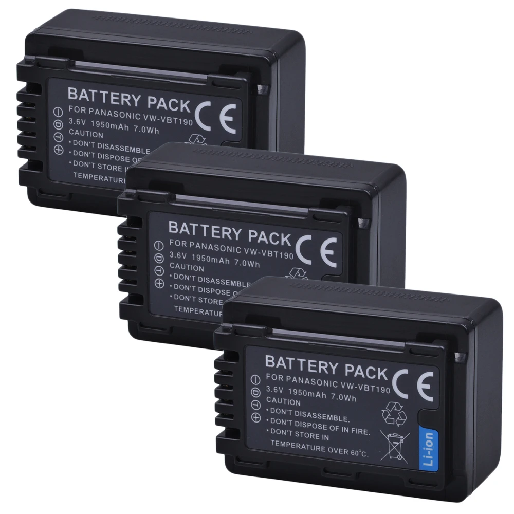 DuraPro 1950mAH VW-VBT190 Bateria VW VBT190 Battery For Panasonic VW-VBT380 VW VBT380 HC-V110 V130 V160 V180 V201 V210 V230 V250 rechargeable battery camera battery