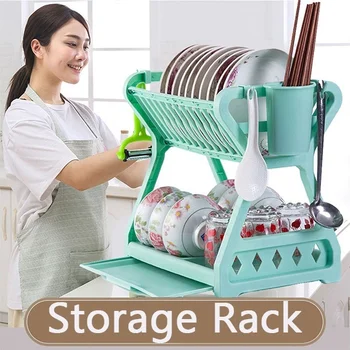 

Kitchen Storage Rack Organizer Removable Bathroom Organizer Shelf Gap Holder Kitchen double layer rack rack Storage Dish Drainer