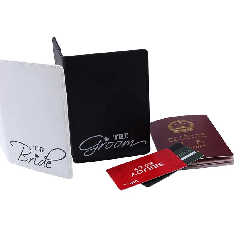 The Bride& Groom Travel Accessories Women Men Passport Holder PU High Quanlity Travel Cover on the Passport Girl Passport Cover