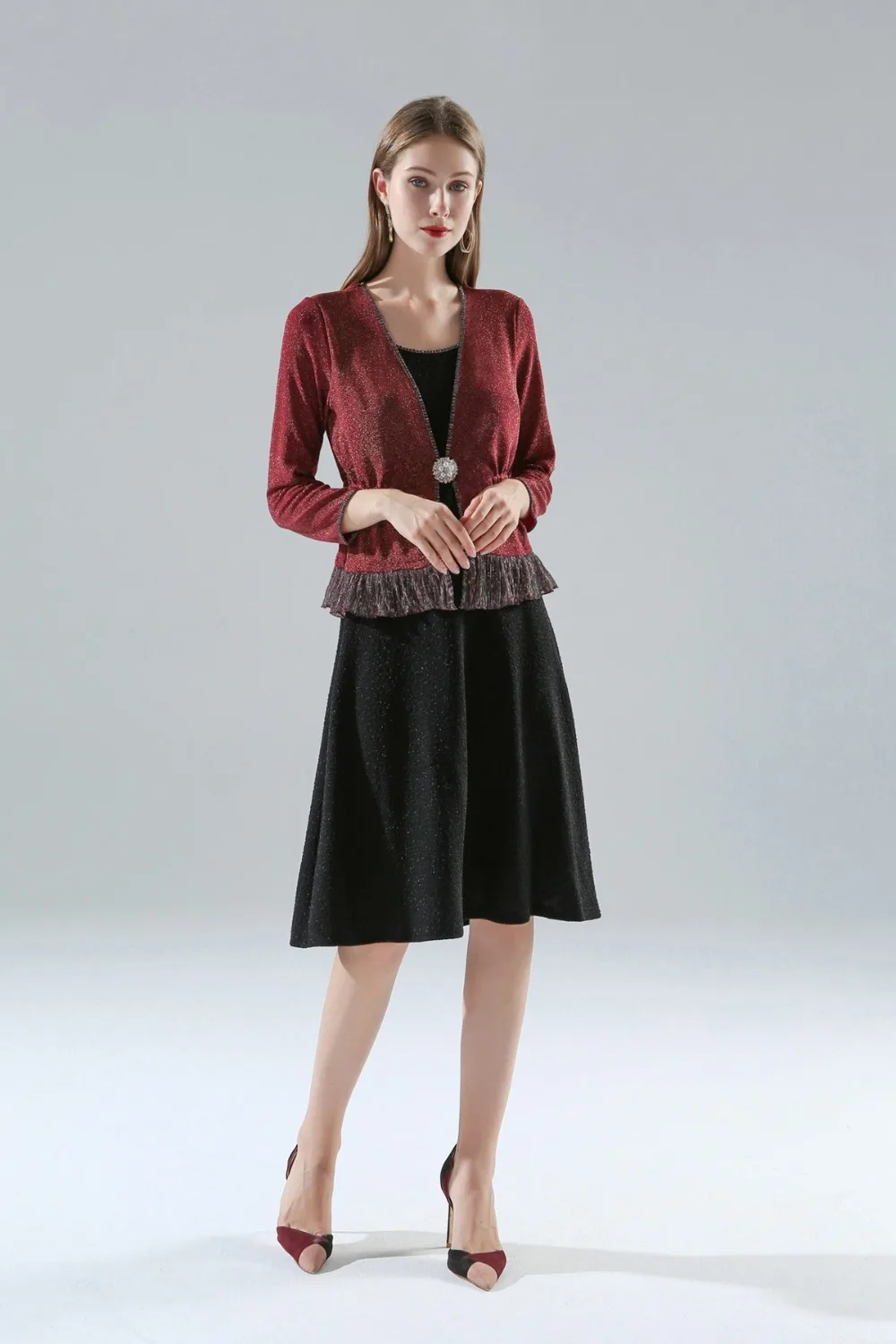 Vestidos Feminino, осенний стиль, женское элегантное платье до середины икры, украшенное бусинами, цветными пуговицами, с цветными блоками, 50 s, 60s