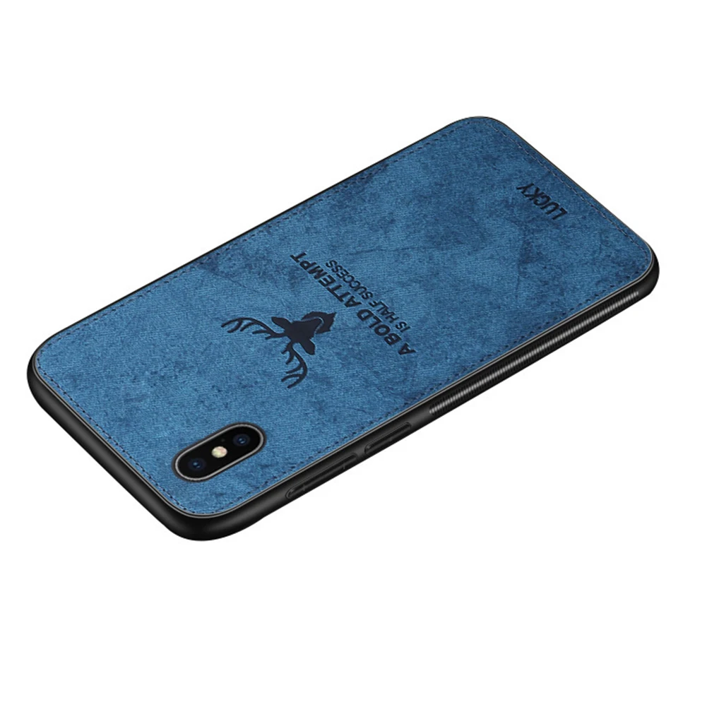 Blue Автомобильный Магнитный тканевый чехол для iPhone 11 Pro Max X XS XR 8 с рисунком оленя, встроенный Магнит, мягкий ТПУ противоударный чехол для huawei mate 30 Pro - Цвет: Blue