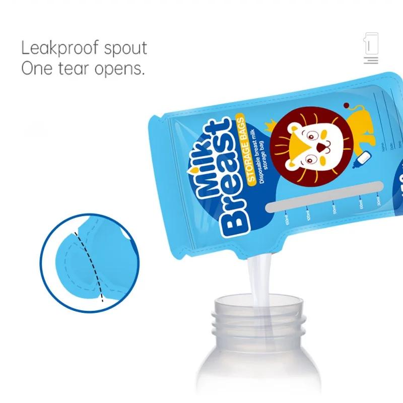 

Cartoon 150ml Kids Storage Bag Breast Milk Bag Disposabl Baby Food Pouch Infant Double Zipper Feeding Bags