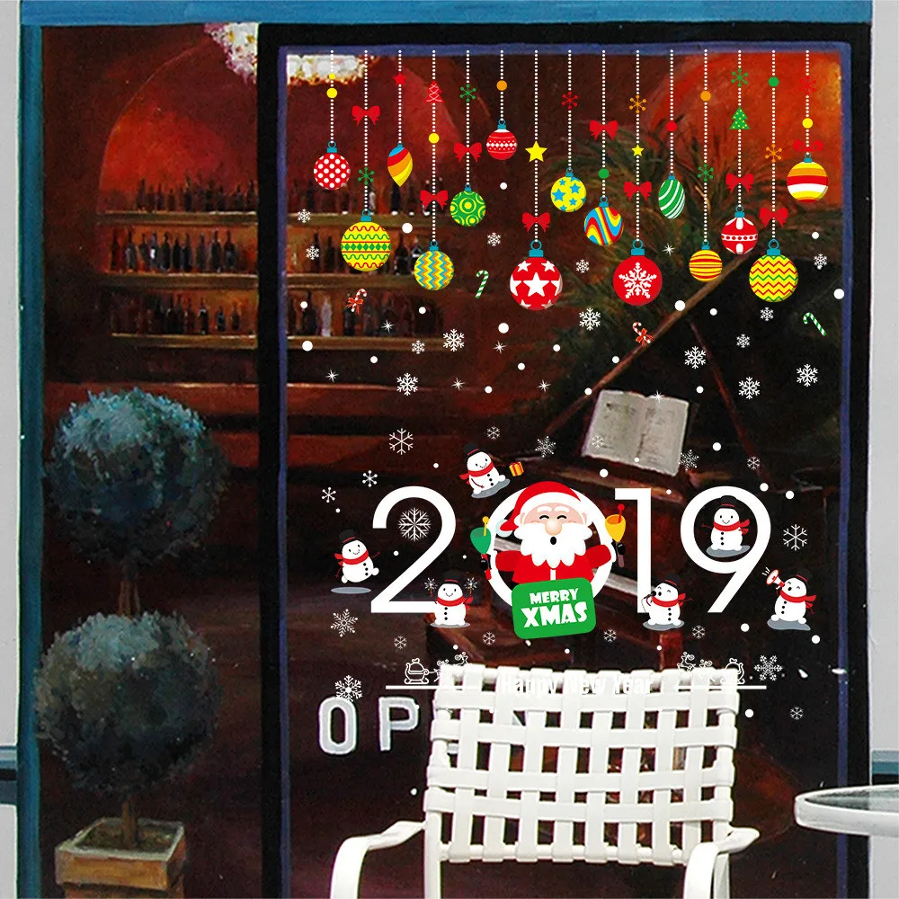 С Рождеством домашняя Наклейка на стену комнаты Фреска Декор Наклейка съемная декоративная наклейка на стену окна L* 5