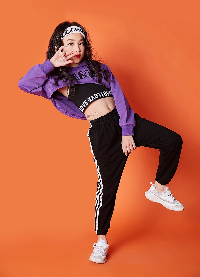 Summer girls clothes set Long Sleeve 2019 8 10 12 14 16 Years jazz dance costumes for kids hip hop hoodie top costume kids Girls (6)