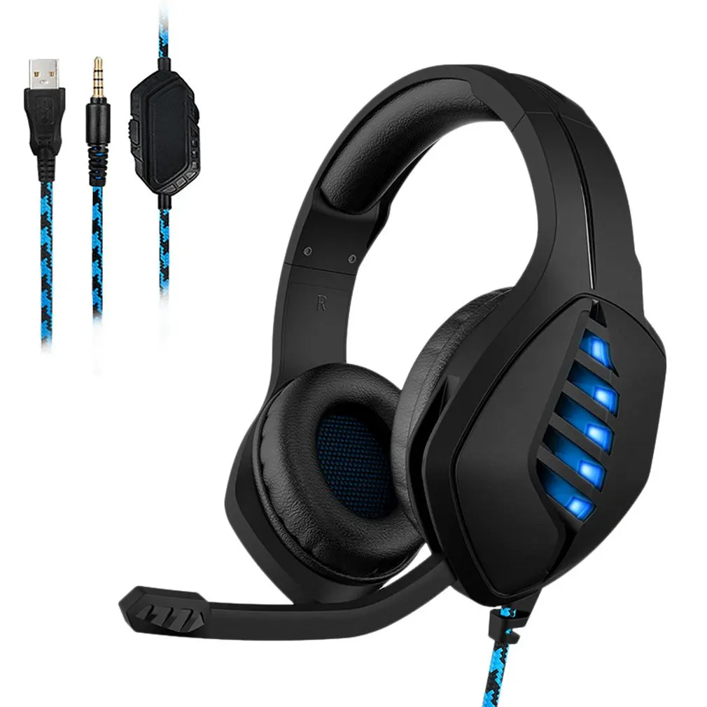 J1 A Head mounted Wired Luminous Earphones Gaming Headsets Portable Wired Mobile Phone Computer Headsets