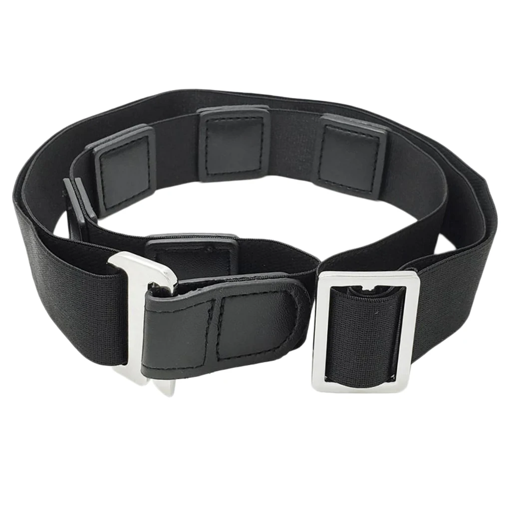 Non-Slip Shirt Belt with Adjustable Buckle Stay Shirt for Women Man Black