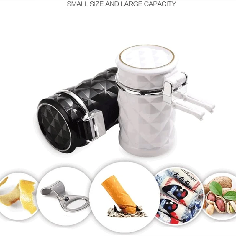 Car Ashtray With LED Light Portable Universal Alloy Ash Tray Aluminum Cup Smokeless Flame Retardant Car Accessories