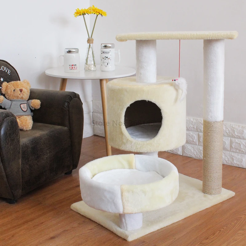 Cat Supplies Four Seasons Cat Crawlcat Nest Cat Tree Solid Wood One Small Cat Rack Holding Column Board with Nest Jump Cat House - Цвет: Розовый