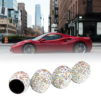 

4PC Car Charms Crystal Car Tire Valve Caps Diamond Shining Wheel Caps Vehicle Bling Decoration Valve Cap Automobiles Accessories