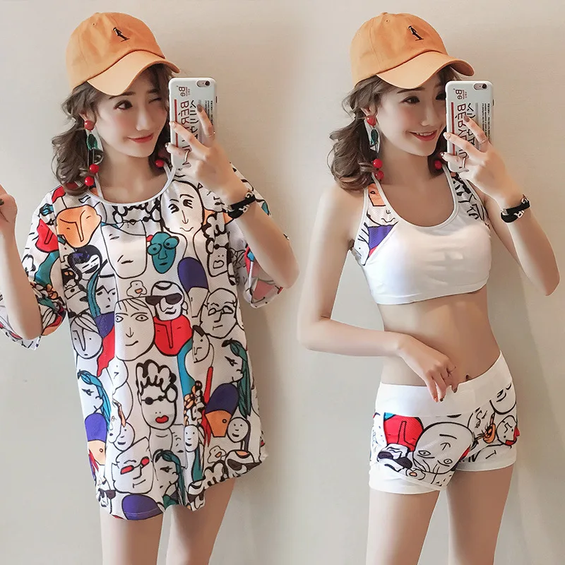 

May Female Beach 2019 2 Piece Swimsuit Women Separate Fused Push Up Bikini Three Skirt Underwire Bracket Korea Solid Polyester