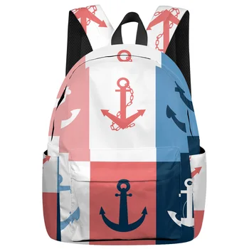 

Splice Background Sea Navigation Anchor Backpack For Teenage Travel Bags School Bags Backpack Interior Key Chain Holder