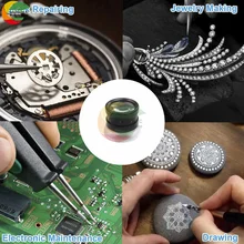 30 grossissement Cylindrique Échelle Verre Optique Lentille Portant Loupe avec Lumière LED Lampes UV pour Antique Mesure