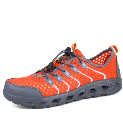 Мужская и Женская легкая обувь aqua быстросохнущая обувь для треккинга, акваобувь, нескользящая обувь со шнуровкой, сетчатая обувь, AA11889 - Цвет: Оранжевый