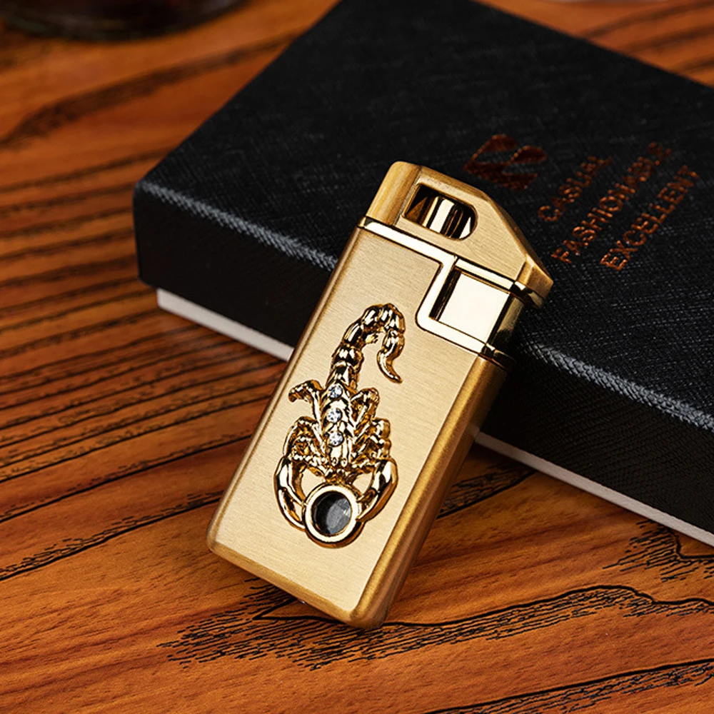Encendedor de escorpión en relieve, tubo de humo Turbo butano, encendedor  de cigarrillos a prueba de viento, encendedor de fuego abierto al aire  libre|Accesorios de cigarrillos| - AliExpress