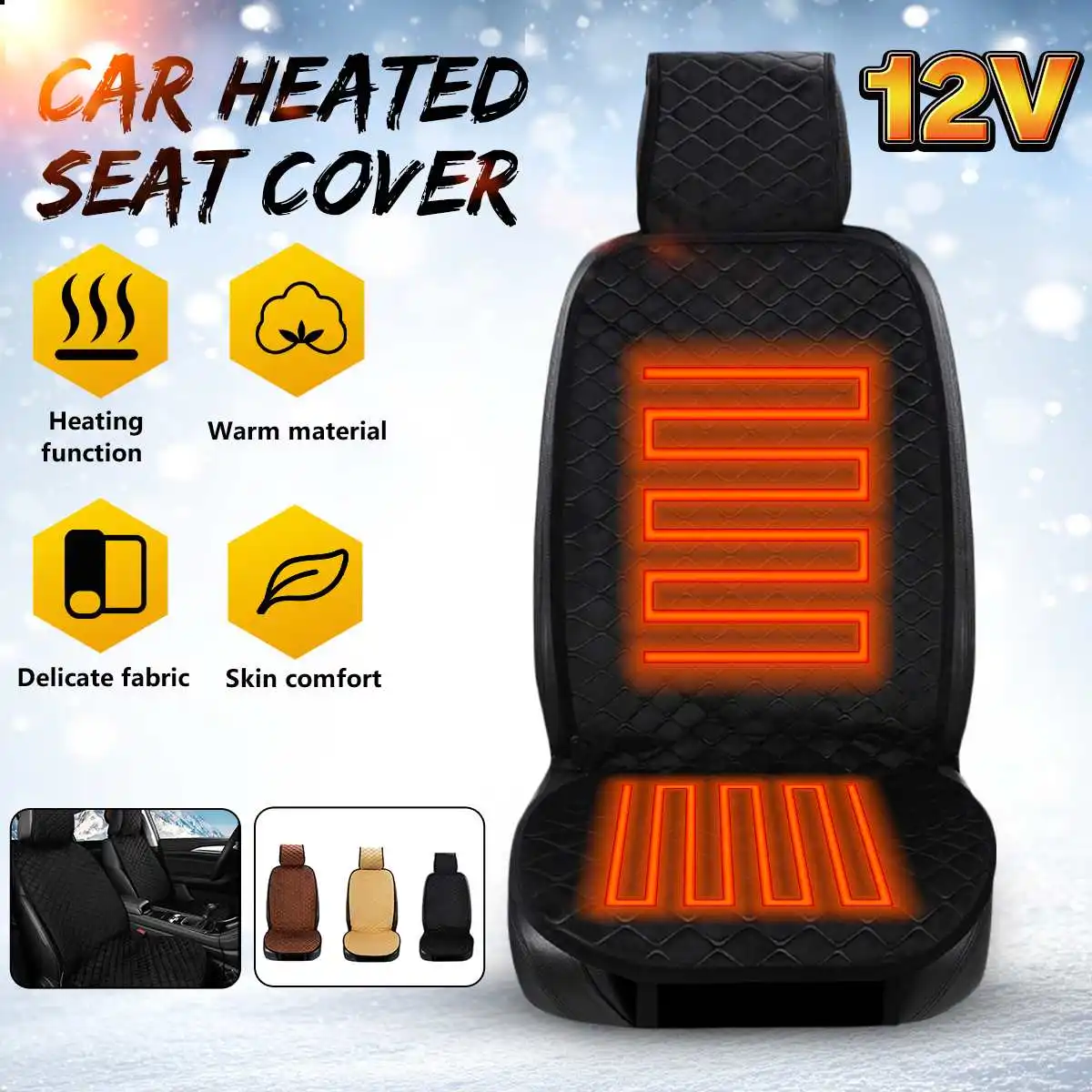 12 В электрическое автомобильное сиденье с подогревом, чехол для подушки, предупреждающий подогреватель сиденья, теплое зимнее домашнее сиденье с подогревом для подушки противоскользящая