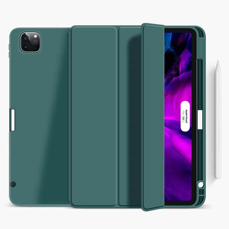 

Solid Case For iPad Pro 2018 2020 11'' With Pencil Holder Shockproof Cover Smart Sleep Wake Leather Protective Shell