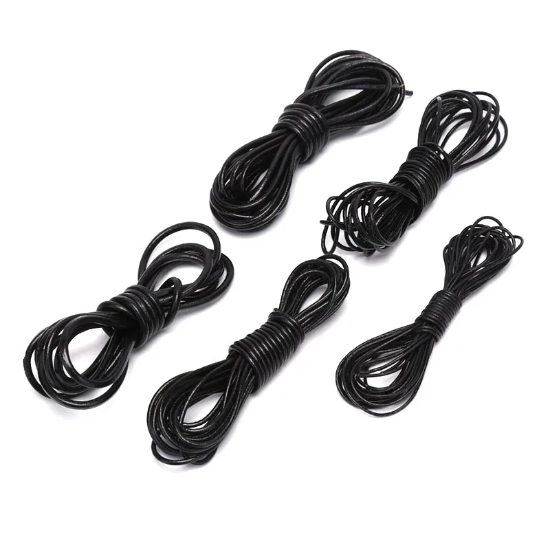 2/5M Leather Round Rope Cord For Bracelet Necklace DIY Jewelry Making Craft 4/3/2/2.5/1.5mm
