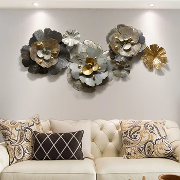 

Nordic living room sofa background 3D wall decoration creative flower iron wall decoration light luxury wall hanging room decor