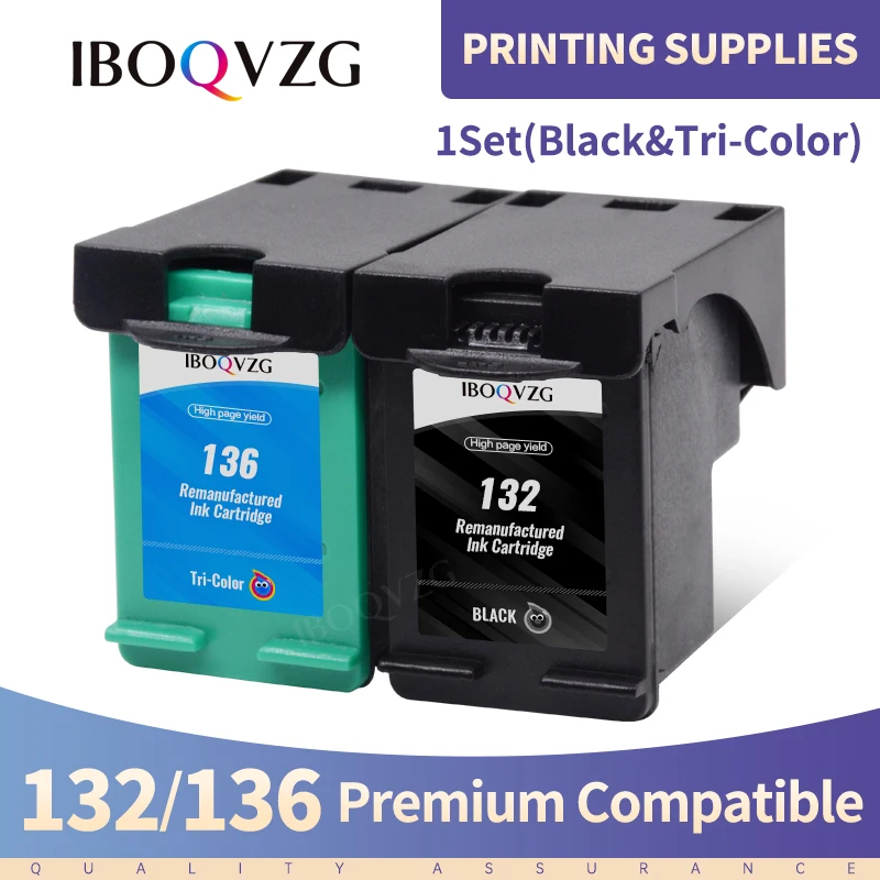 Совместимые чернильные картриджи IBOQVZG 132 для HP 136 Photosmart 2573 C3183 D5163 Officejet 6213 5443 D4163 PSC