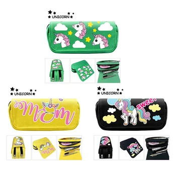 

Big Zipper Unicorn Pencil Case Large Capacity Canvas School Pencil Bag Storage Bag Pen Pouch School Supplies Kids Student Gifts