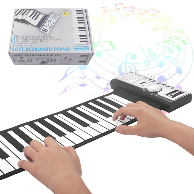

Portable Piano 61 Keys Electronic Pianos Keyboard Professional Smart Folding Silicone Roll Up Piano Beginner Instrument Kid Gift
