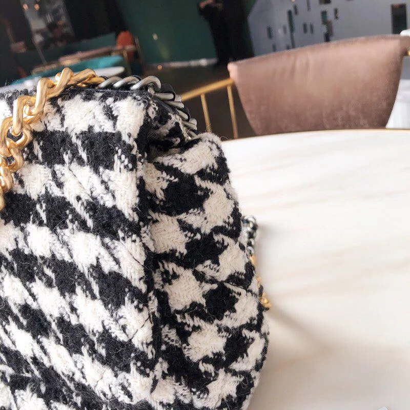 Бренд Houndstooth, женские сумки из шерстяной ткани с клапаном, 30 см. Клетчатые женские сумки через плечо с ремешком на цепочке