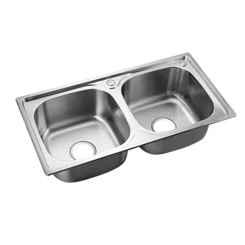 

YUJIE Free Shipping 304 stainless steel double bowl can be customized logo thickened brushed with the big kitchen sink JSZHY2087