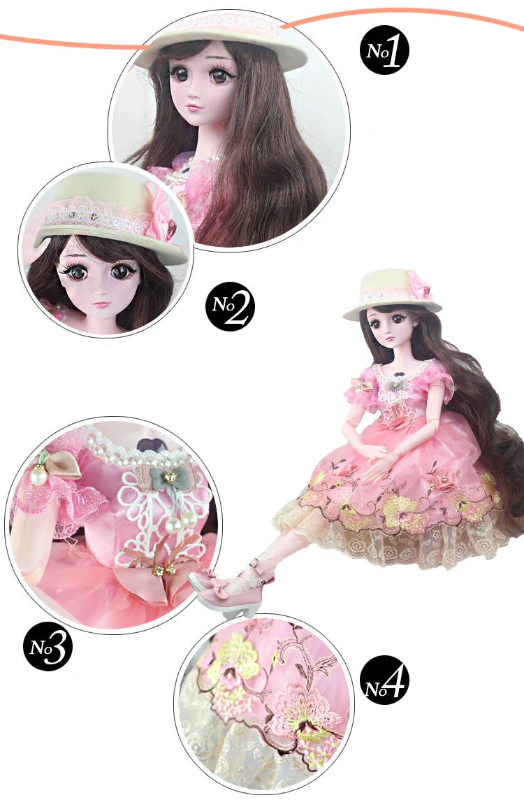 60cm Fashion Girl Dolls Large Original Handmade 1/3 Doll Full Set 18 Jointed Doll Girls Toys for Children Kids Fashion Doll