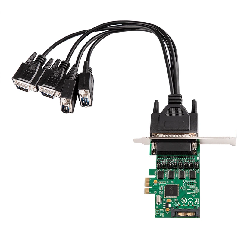 Последовательный адаптер 4 порта RS 232 Серийный DB9 адаптер PCI Express RS232 к PCI Express конвертер карты PCI e Expansion карта расширения WCH384 чип