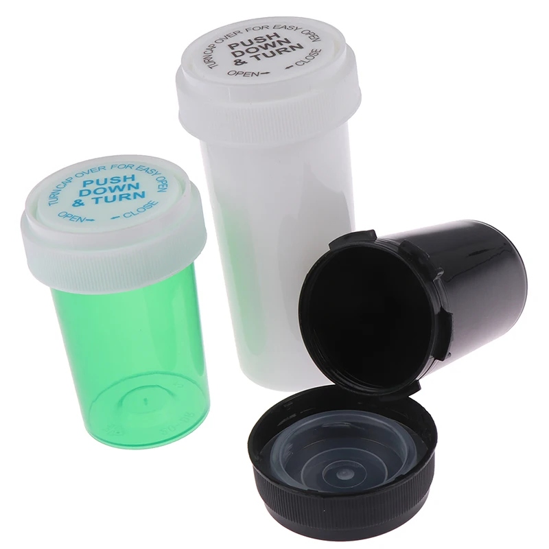 1Pcs 75ML/110ML Plastic Push Down Turn Pill Bottle Vial Container Weed Storage Stash Jar Case Herb Box Color Random