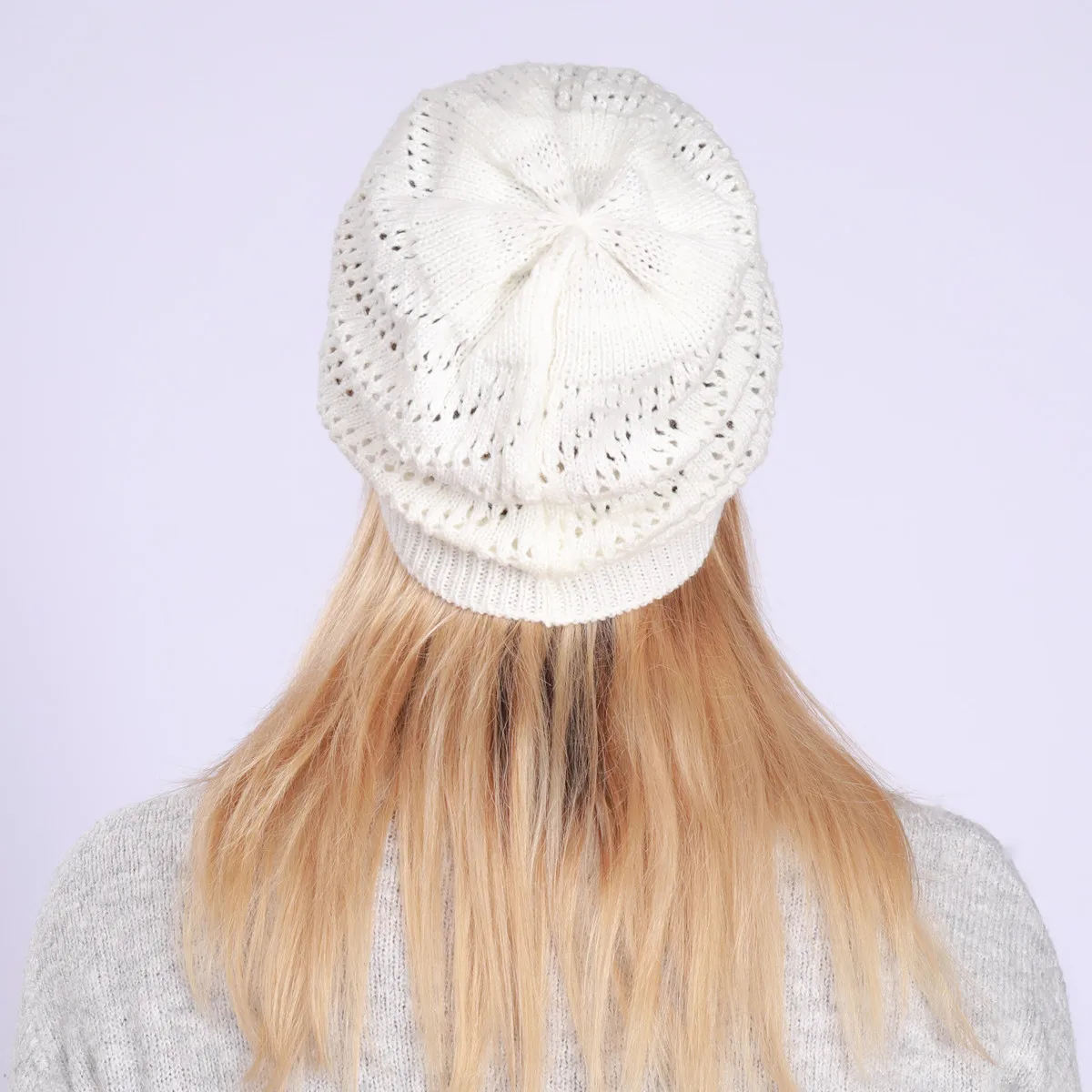 Fashion New Women Beanies Skullies Hat Cap Lady Spring Autumn Winter Solid Knitted Hollow Out Casual Bone Soft Cap Hat For Women 2