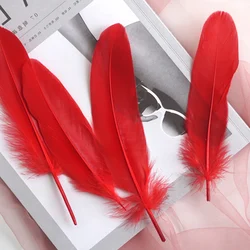 50pcs Natural White Goose Feather Plumes for Decorative Crafts and DIY Projects (Red 50pcs)