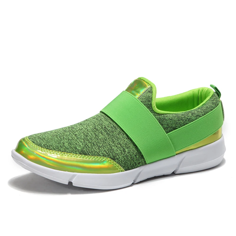 Женские лоферы без застежки; сезон весна-осень; Женская Повседневная Удобная обувь на плоской подошве; Женская дышащая обувь из эластичной ткани; модная обувь; Zapatillas; 42 - Цвет: Green