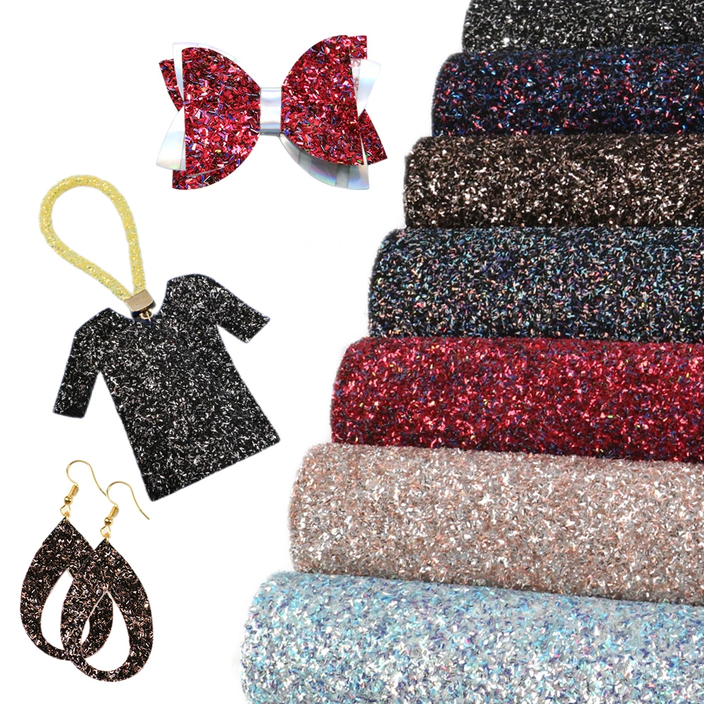 

David accessories 20*34cm Chunky Glitter Faux Synthetic Leather Fabric for Patchwork DIY Projects Bow Phone Cover ,1Yc8029